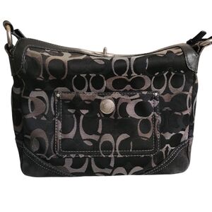 Coach Chelsea Black and Gray Leather Canvas Suede Tote Bag